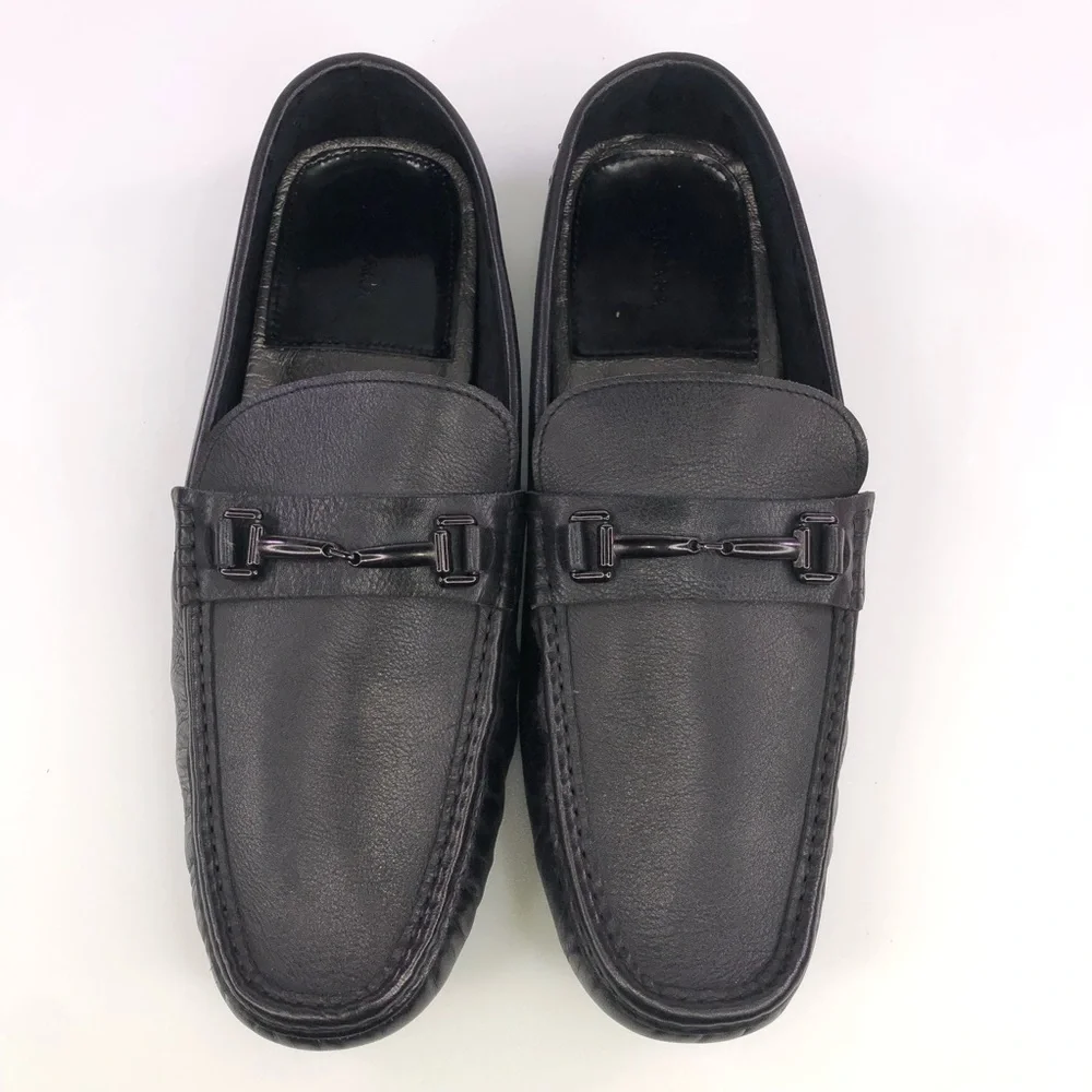 Zanzara Filbert Black Leather Loafer Shoes
